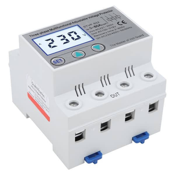Justerbar spændingsbeskytter, 3-fase, LCD-display, automatisk nulstilling,80A