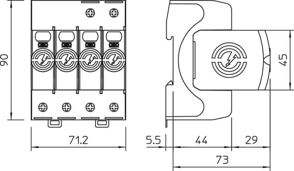 Overspændingsafleder, 4p Type 2 (klasse C) type V20-4-280