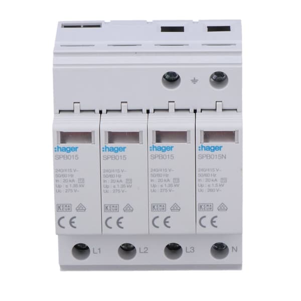 LimiterT2 4P 3+1 TN-S/TT netværk In=20kA Up1, 35kV Uc=275V