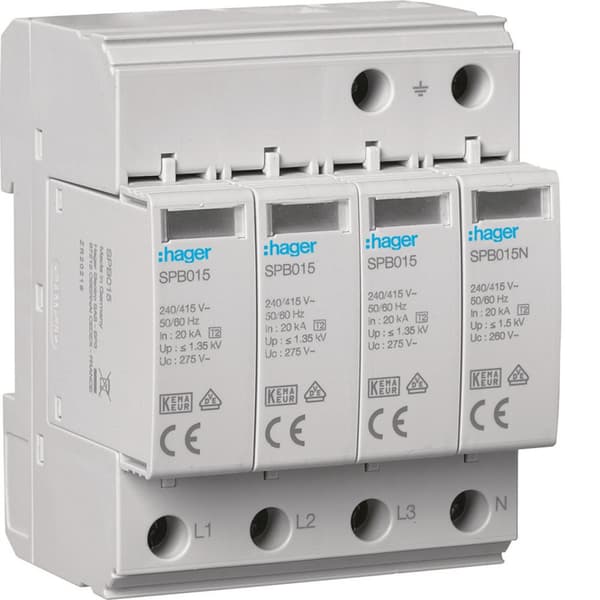 LimiterT2 4P 3+1 TN-S/TT netværk In=20kA Up1, 35kV Uc=275V