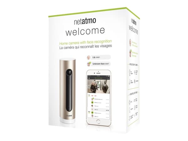 Netatmo Welcome - Nettverksovervåkingskamera - farge - 4 MP - 1920 x 1080 - Wi-Fi - LAN 10/100 Sort, Gull