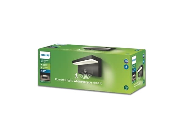 Philips myGarden Bustan-vegglampe, 9 W, Vegglys, Antrasitt, Aluminium, Syntetiske, IP44, Hage, Terrasse, I
