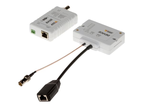 AXIS T8645 PoE+ Over Coax Compact - Kit - medieomformer - 100Mb LAN - over Coax - 10Base-T, 100Base-TX - RJ-45 / BNC - for AXIS C1410, D3110, M3067,