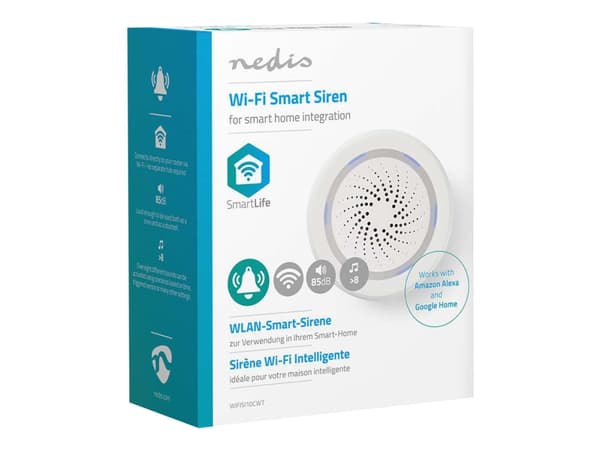 Nedis WIFISI10CWT, Langaton sireeni, Sisätila, 85 dB, Valkoinen