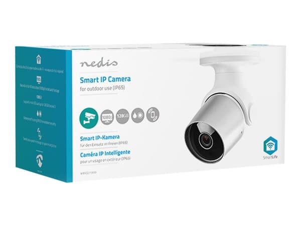 Nedis WIFICO11CWT - Nätverksövervakningskamera - utomhusbruk - vattenfast - färg (Dag&Natt) - 2 MP - 1080p - fast lins - ljud - trådlös - Wi-Fi - DC