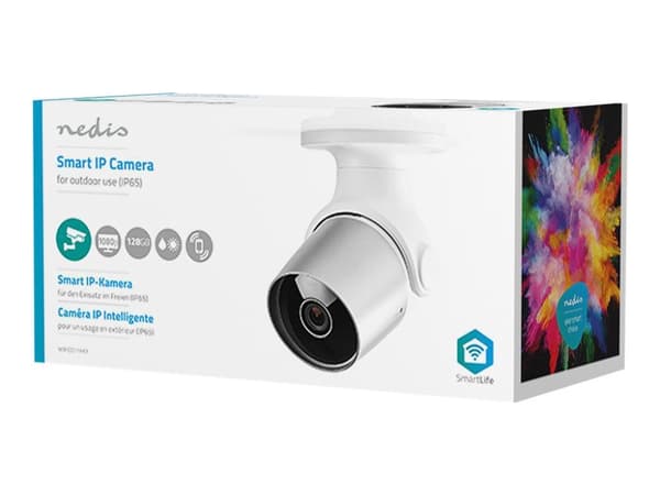 Nedis WIFICO11CWT - Nätverksövervakningskamera - utomhusbruk - vattenfast - färg (Dag&Natt) - 2 MP - 1080p - fast lins - ljud - trådlös - Wi-Fi - DC Vit