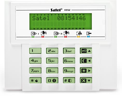 Satel VERSA-LCD-GR, Utvidelsesmodul, Hvit, Koblet med ledninger (ikke trådløs), 12 V, -10 - 55 °C, 114,5 mm
