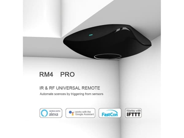Broadlink RM4 pro - Universell fjernkontrollmottaker - (IR / RF / Wi-Fi) - Sort