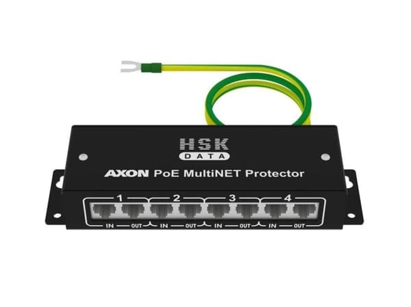 AXON [PoE Multi NET Protector] - verkon ylijännitesuoja PoE-ratkaisuihin (4 RJ45-kanavaa 10/100 Mb/s verkoille, metalli)