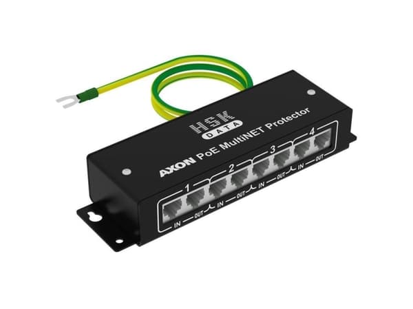 AXON [PoE Multi NET Protector] - verkon ylijännitesuoja PoE-ratkaisuihin (4 RJ45-kanavaa 10/100 Mb/s verkoille, metalli)