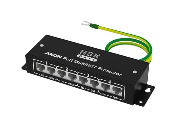 AXON [PoE Multi NET Protector] - verkon ylijännitesuoja PoE-ratkaisuihin (4 RJ45-kanavaa 10/100 Mb/s verkoille, metalli)