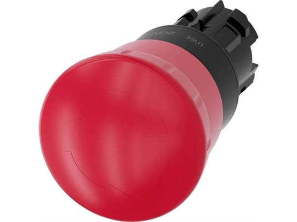 Nødstop paddehatte trykknap, 22 mm, rund, plastik, rød, 40 mm, låsende 3SU1000-1HB20-0AA0