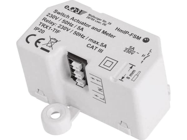 Homematic IP 142721A0, Kytkevä toimilaite, 130 m, IP20, Valkoinen, Homematic Central CCU2, CE