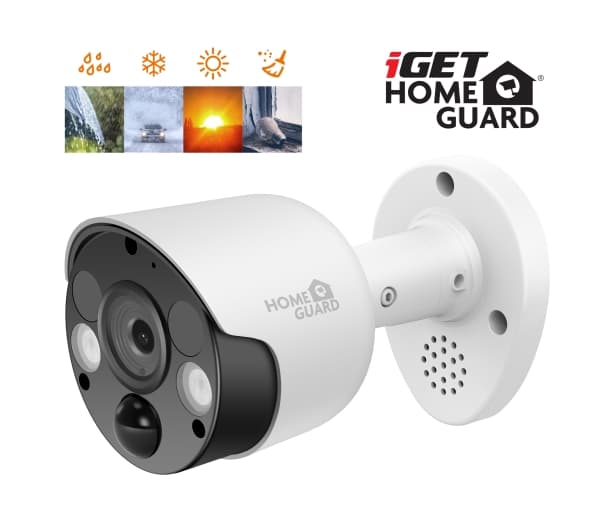iGET HOMEGUARD, IP-säkerhetskamera, Inomhus & utomhus, Kabel, 40 m, Innertak/vägg, Vit