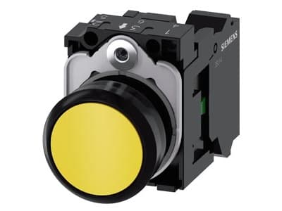 Siemens 3SU11000AB303BA0, Plast, IP66, IP67, IP69, IP69K, Sort, Gult, 2,2 cm, 30 mm, 40 mm