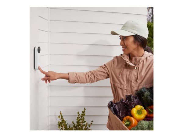 Google Nest - Dørklokke - med kamera - trådløs - 802.11b/g/n, Bluetooth LE - 2.4 Ghz - snø