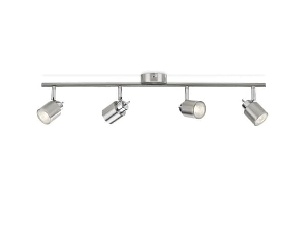 Philips Essentials Meranti-spotlys til tak/vegg, 4 stk., Overflateegnet, GU10, 4 ampuller, LED, 220-240 V, Kromfarget Kromfarget