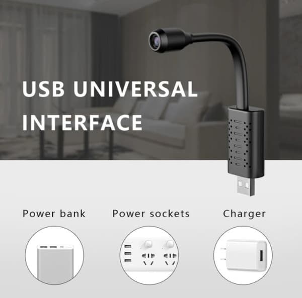 USB Spionkamera, 1080p Full HD, Diskret IP-Kamera, IR Mörkersyn, rörelseaktivering
