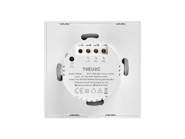 Touch light switch WiFi + RF 433 Sonoff T0 EU TX (2-channel)