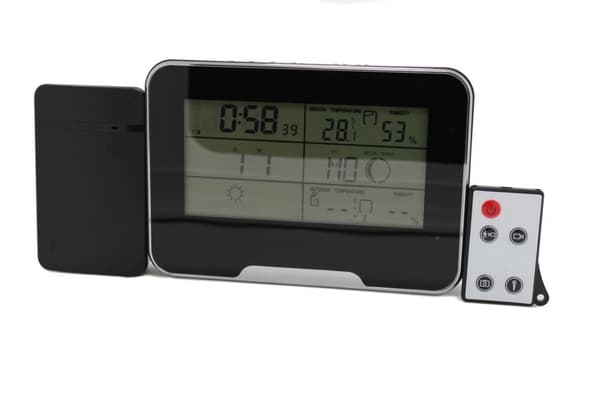 Spyclock PRO, Spionbordsklocka med Väderstation, FullHD, Rörelsedetektion, Fjärrkontroll