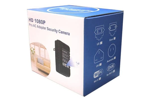 Övervakningskamera, Spycam PRO Power, FullHD spion-väggadapter med Wifi, H.264, Rörelsedetektion, Push-larm