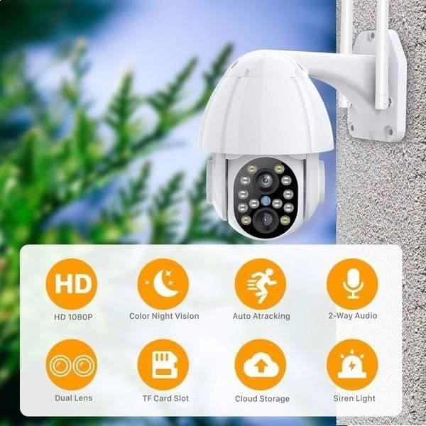 Säkerhetskamera - Roterande Wifi IP - Full HD 1080P - Night vision - Vit