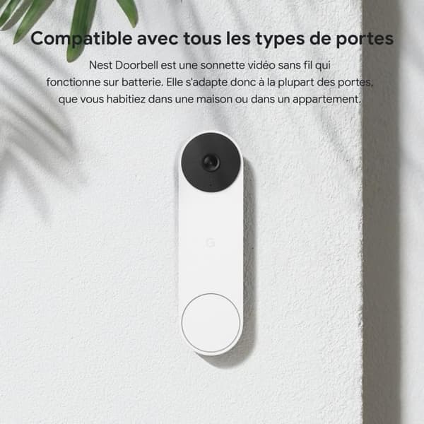 Trådlös dörrklocka - Google Nest - Dörrklocka GA01318-FR - Inbyggd kamera - 802.11b/g/n - Bluetooth LE - 2,4 Ghz