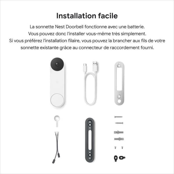 Trådlös dörrklocka - Google Nest - Dörrklocka GA01318-FR - Inbyggd kamera - 802.11b/g/n - Bluetooth LE - 2,4 Ghz