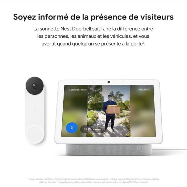 Trådlös dörrklocka - Google Nest - Dörrklocka GA01318-FR - Inbyggd kamera - 802.11b/g/n - Bluetooth LE - 2,4 Ghz