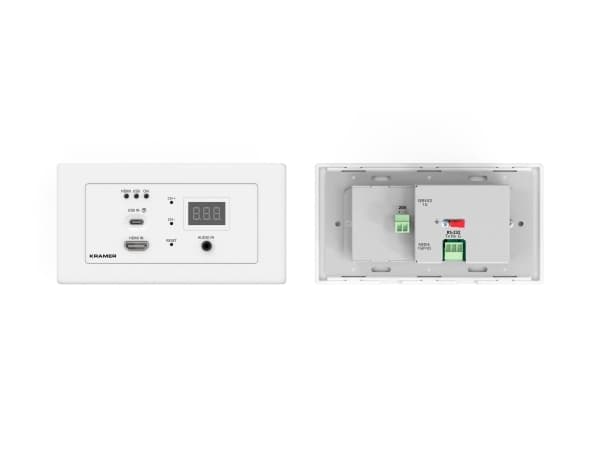 Kramer Electronics WP-SW2-EN7/EU(W)-80/86, 4096 x 2160 piksler, 60 fps, DTS, Dolby Surround, Hvid, 12 W, 151 mm Hvit
