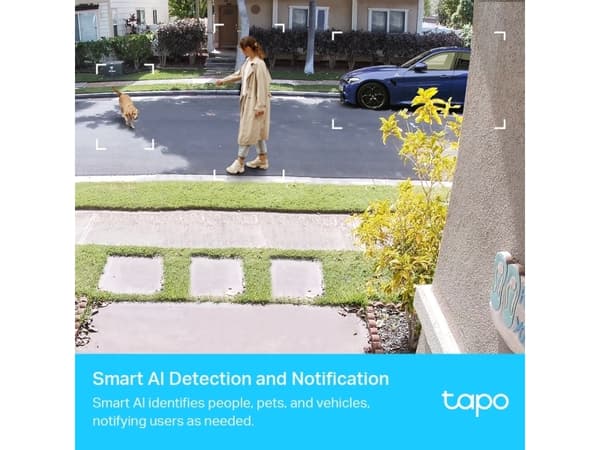 TP-Link Tapo C400S2, IP-sikkerhetskamera, Inne & Ute, Ledning & Trådløs, Vegg, Sort, Hvit, Kule (form)