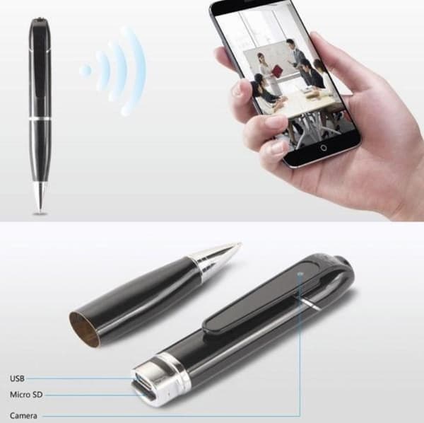 SpyPenWifi - Spionpenna med WIFI 1080P och mobilapp, MicroSD, vidvinkel