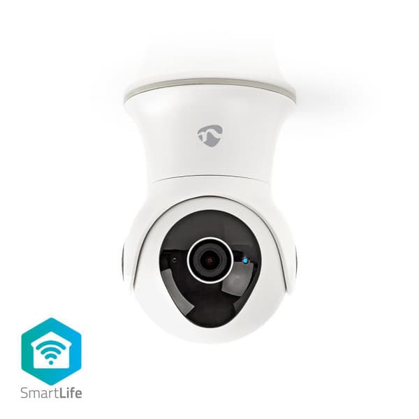 Nedis SmartLife Utendørs kamera | Wi-Fi | Full HD 1080p | Panorering og vipping | IP65 | Cloud Storage (valgfritt) / Internt 16GB | 12 V DC | Med beve Sort, Hvit