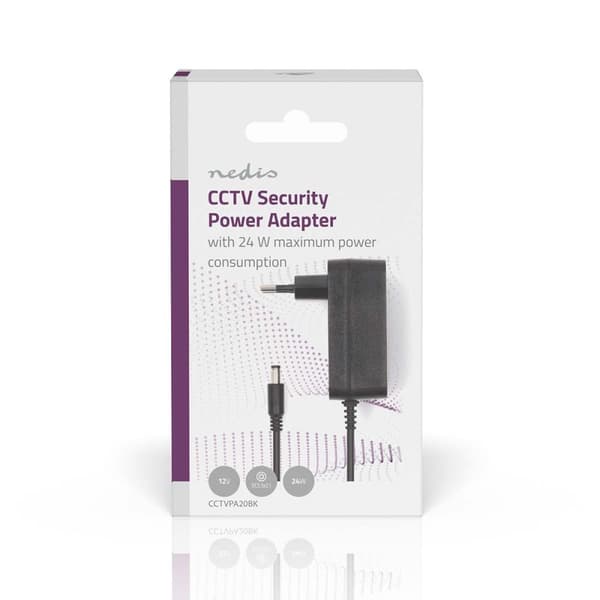 Nedis CCTV Power Adapter | 2.0 A | 12 V DC | 5.5 x 2.1 mm Han | Hann | 1.50 m | Sort