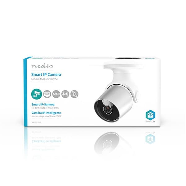 Nedis SmartLife Utendørs kamera | Wi-Fi | Full HD 1080p | IP65 | Cloud Storage (valgfritt) / microSD (ikke inkludert) | 12 V DC | Med bevegelses senso