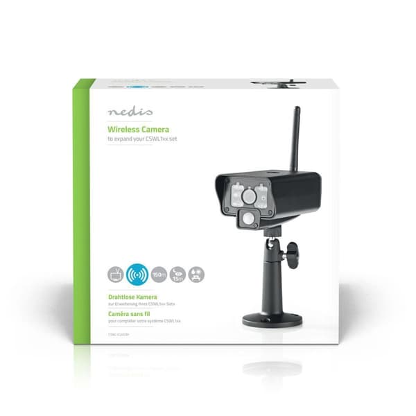 Nedis Digital trådløs kamera | 2.4 GHz | VGA | Indendørs og Udendørs | Nattesyn: 5.00 m | Betragningsvinkel: 73 ° | Sort | IP54