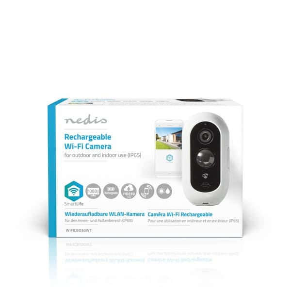 Nedis SmartLife Ulkokamera | Wi-Fi | Full HD 1080p | IP65 | Maks. akunkesto: 6 Kuukautta | MicroSD (ei sisälly) / Pilvipalvelutallennus (valinnainen)