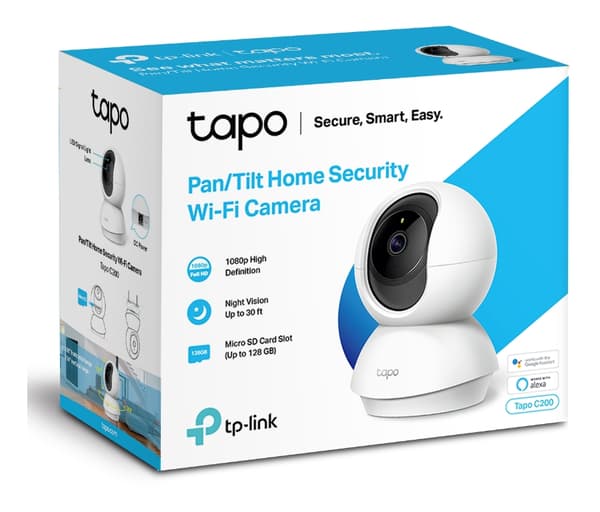 tplink Pan/Tilt Wi-Fi-kamera for hjemmesikkerhet, høyoppløselig video