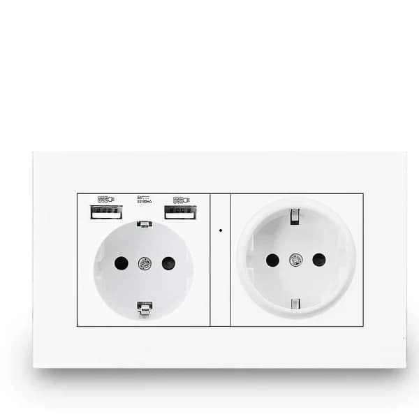 WIFI Spionkamera i el-vägguttag, 2 elutttag, 2 USB-A portar, 2.1A fast charge