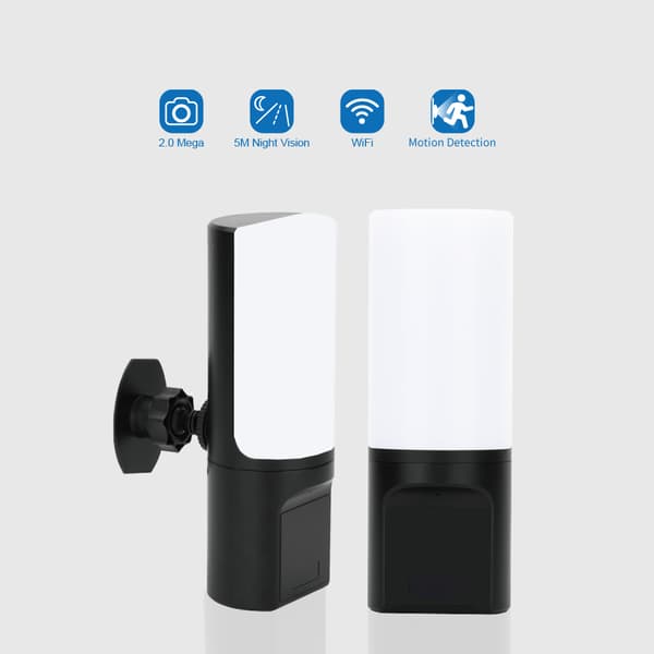 Tuya Övervakningskamera med PIR rörelsesensor, inbyggd i Vägglampa, PTZ, 145° vidvinkel