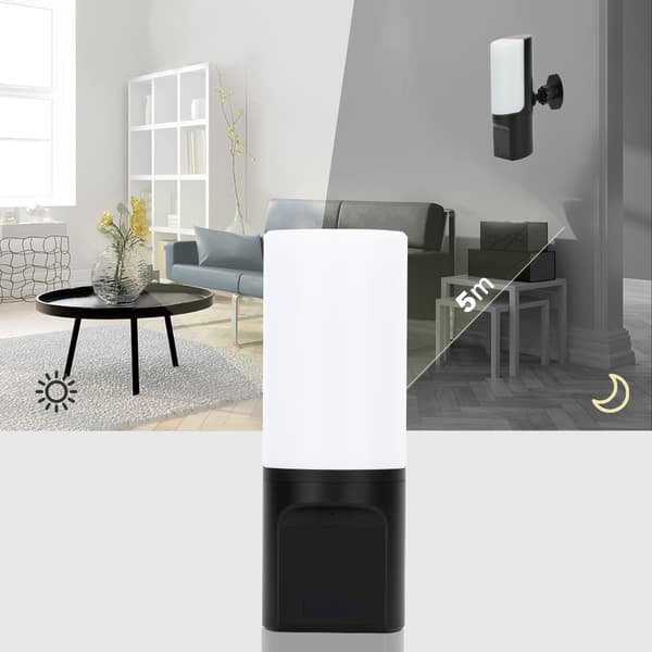 Tuya Övervakningskamera med PIR rörelsesensor, inbyggd i Vägglampa, PTZ, 145° vidvinkel