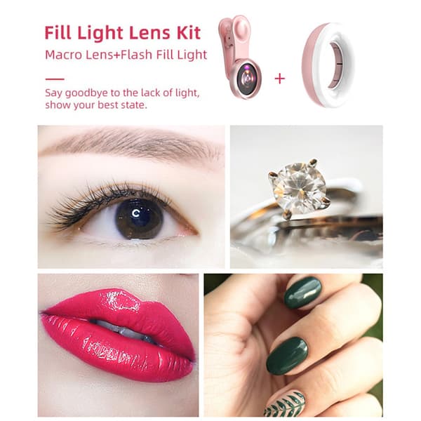 Mobiltelefon fyll lys makro linse 15X 50 LEDs 3 lysstyrke