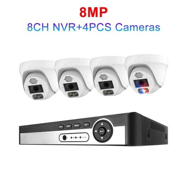 4K 8MP Sikkerhedskamerasystem - 8CH POE NVR AI Ansigtsdetektion To-vejs Audio Farve Nat Videoovervågning Sæt