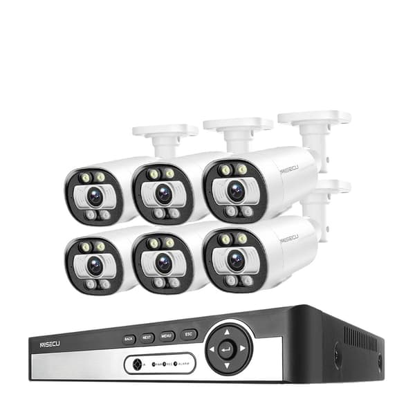 8CH 4K 5MP AI Sikkerhedskamera System - Ansigtsregistrering 8MP CCTV Videoovervågningssæt, Farve Natvision NVRP2P