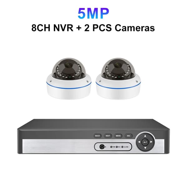 5MP POE Dome Sikkerhedskamera System - 8CH Hærværkssikret Indendørs Hjemmelyd CCTV Videoovervågnings Beskyttelseskit.
