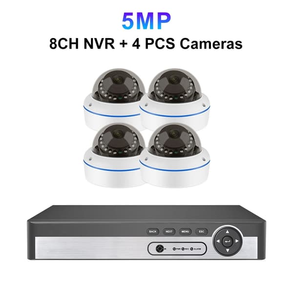5MP POE Dome-turvakamerajärjestelmä - 8CH Vandalismia kestävä Sisäkotien Ääniturvallisuuden CCTV-videoseurantapaketti.