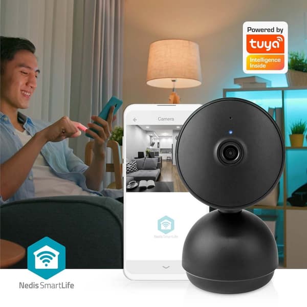 Nedis SmartLife Inomhus Kamera | Wi-Fi | Full HD 1080p | Panorera lutning | microSD (ingår inte) / Molnlagring (tillval) / Onvif | Med rörelsesensor |