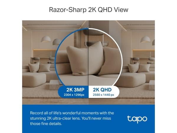 TP-Link Tapo C220, IP-säkerhetskamera, inomhus, Trådlös, Bord, Vit, Svart, Sfärisk