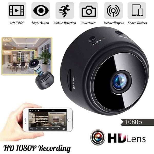 Mini spionkamera - HD 1080P - Bärbar - WiFi - Night Vision - Svart