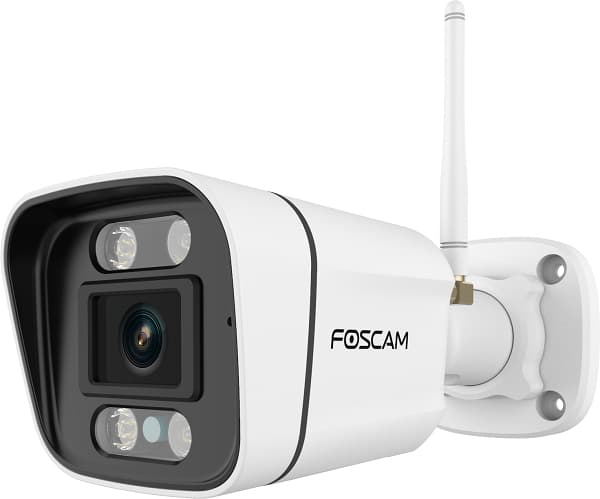 Foscam V5P, IP-säkerhetskamera, Utomhus, Kabel, Amazon Alexa & Google Assistant, 4500 K, Extern Svart, Vit